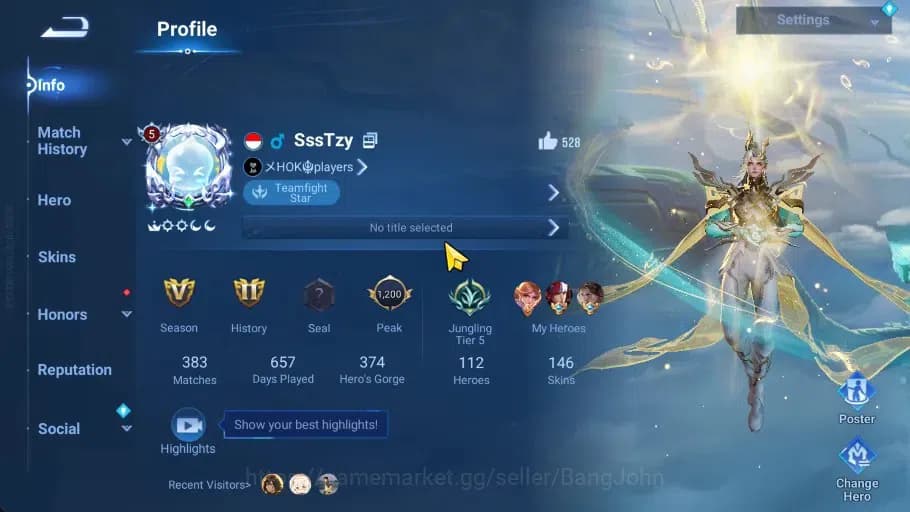 Honor of Kings Accounts GLOBAL |112HR|146SK|Blessed Ukyo|Sanxingdui HuoYi, image 19
