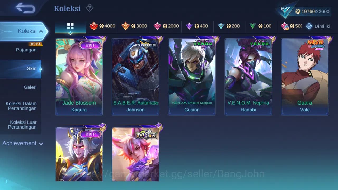 Mobile Legends: Bang Bang Accounts GLOBAL Hero 82 Skin 108 Saber Johnson | Venom GS H image 12