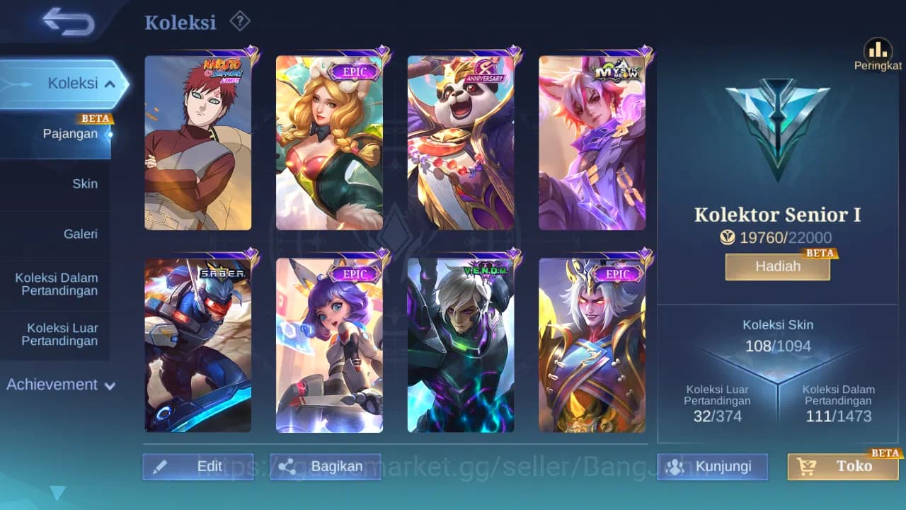 Mobile Legends: Bang Bang Accounts GLOBAL Hero 82 Skin 108 Saber Johnson | Venom GS H image 8