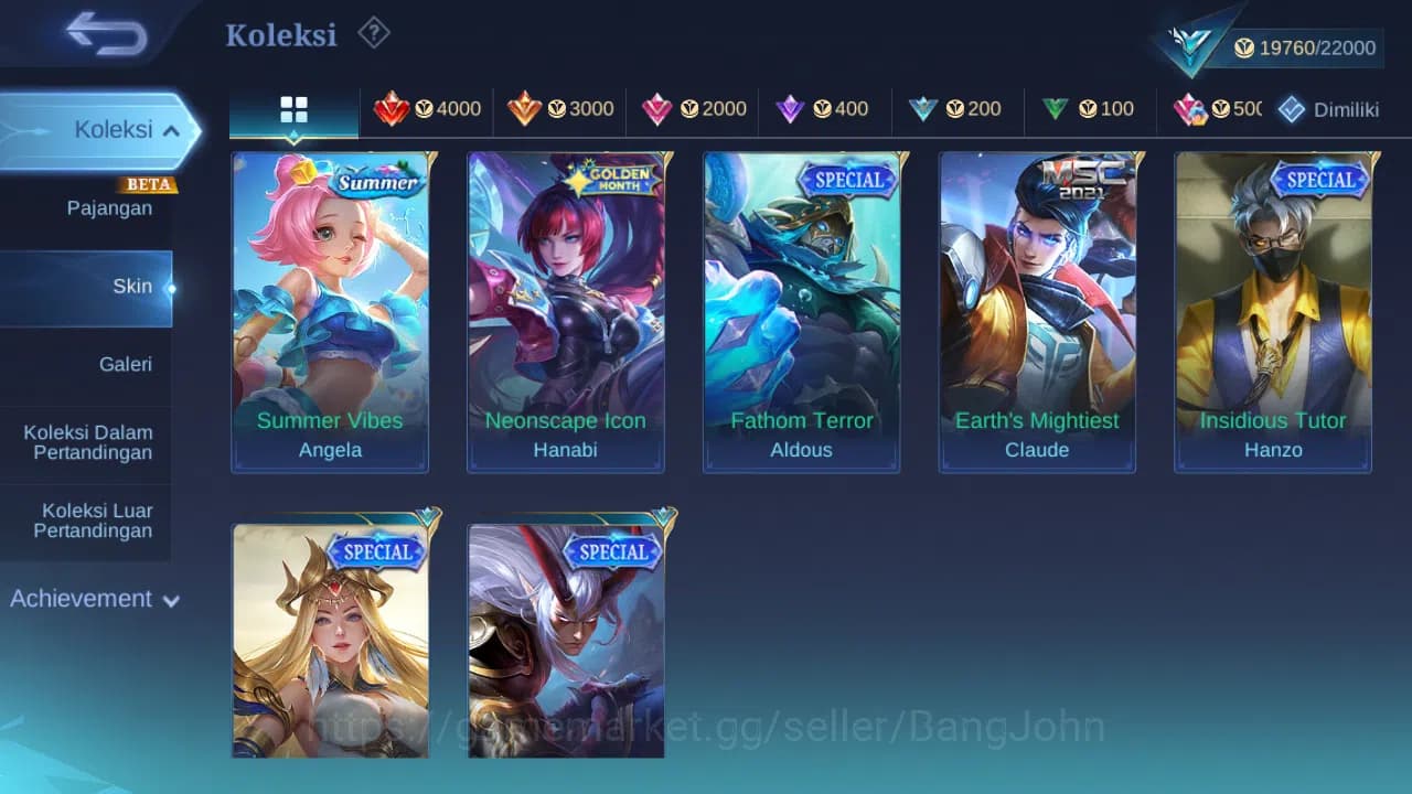 Mobile Legends: Bang Bang Accounts GLOBAL Hero 82 Skin 108 Saber Johnson | Venom GS H image 9