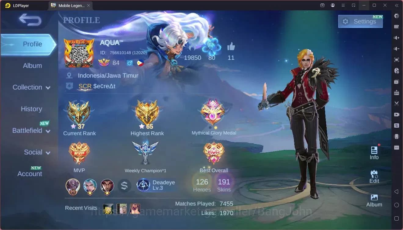 Mobile Legends: Bang Bang Accounts GLOBAL Hero 126 Skin 191|Valentine Claude|Venom Gu image 1