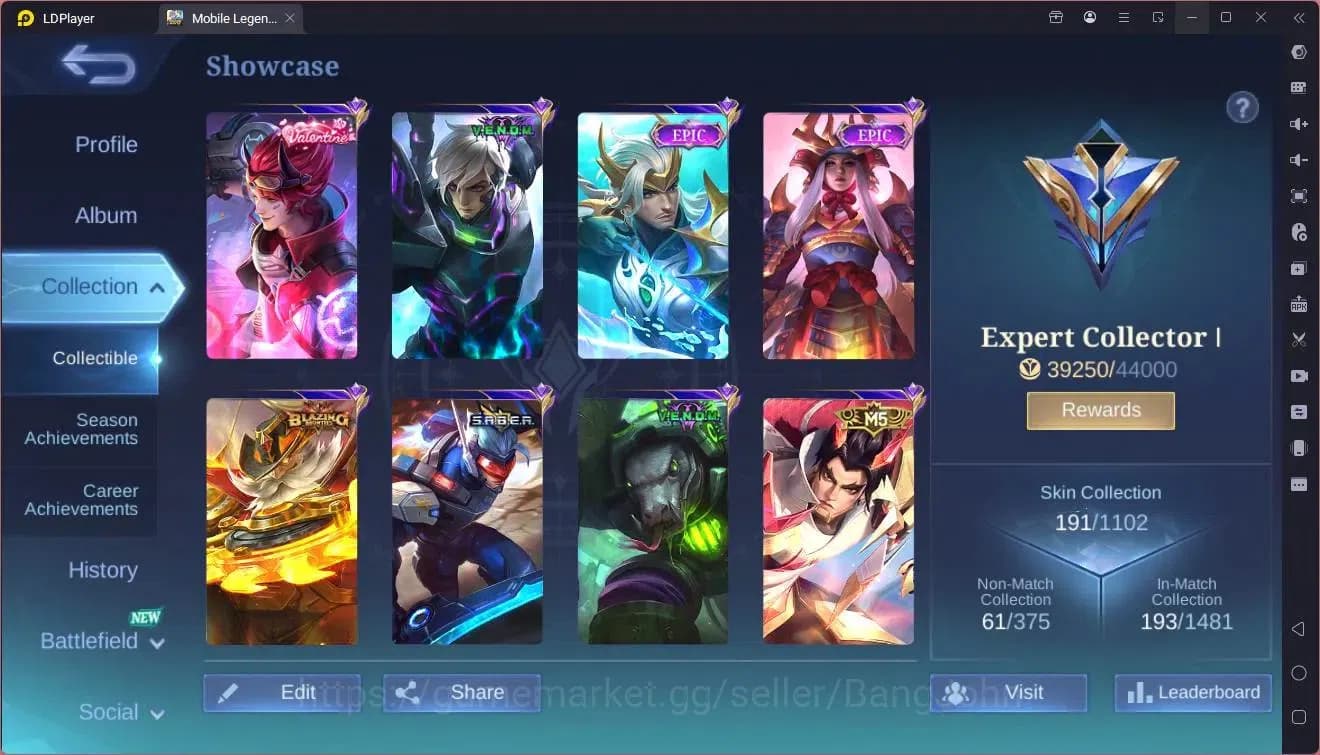 Mobile Legends: Bang Bang Accounts GLOBAL Hero 126 Skin 191|Valentine Claude|Venom Gu image 2