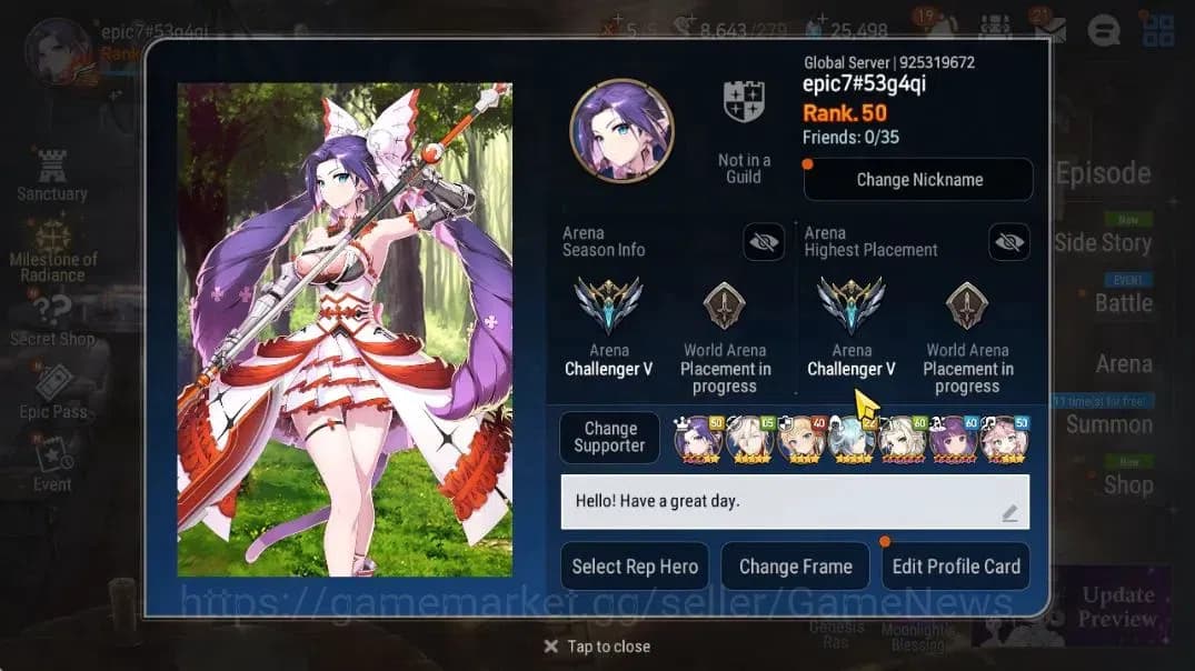 Epic Seven Accounts GLOBAL UNVERIF|7 ML(B Arunka,Ro Light,SE Celine,C image 3