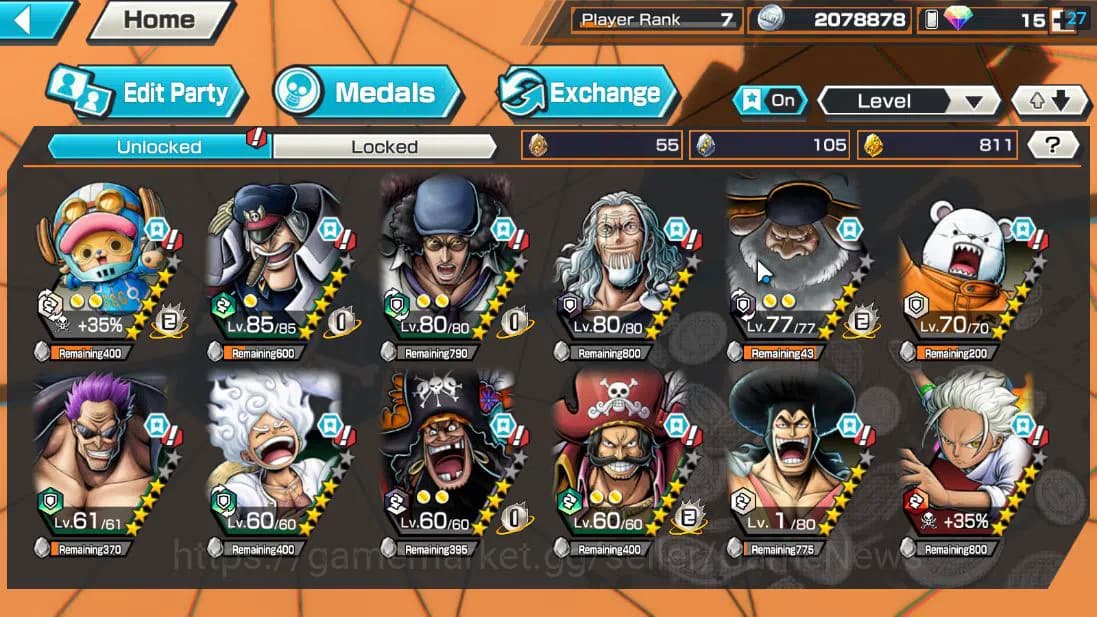 One Piece Bounty Rush Accounts Global|6 EX |5 elder St.Saturn,G5 Monkey D.Luffy,G image 4