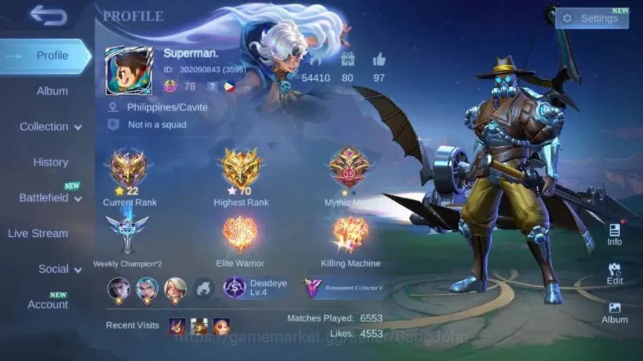 Mobile Legends: Bang Bang Accounts Global|Hero 132|Skin 215|Renowned|KOF Karina|CC Na image 1