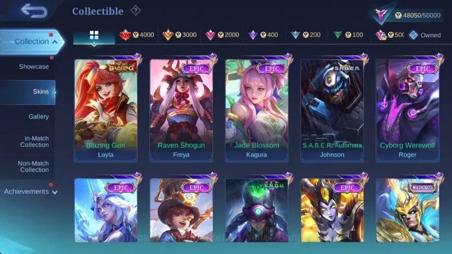 Mobile Legends: Bang Bang Accounts Global|Hero 132|Skin 215|Renowned|KOF Karina|CC Na image 11