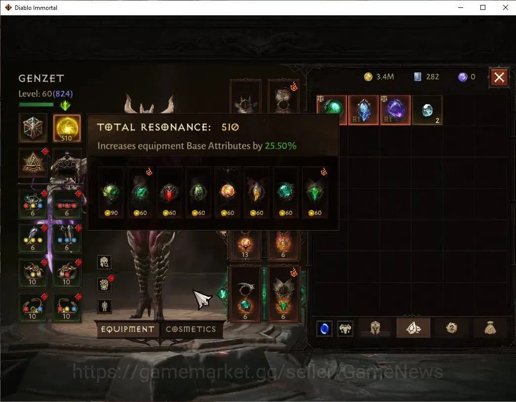 Diablo Immortal Accounts SEA - Izual|CS ON|Lv60(824)|Necromancer|CR 43K|Res image 6