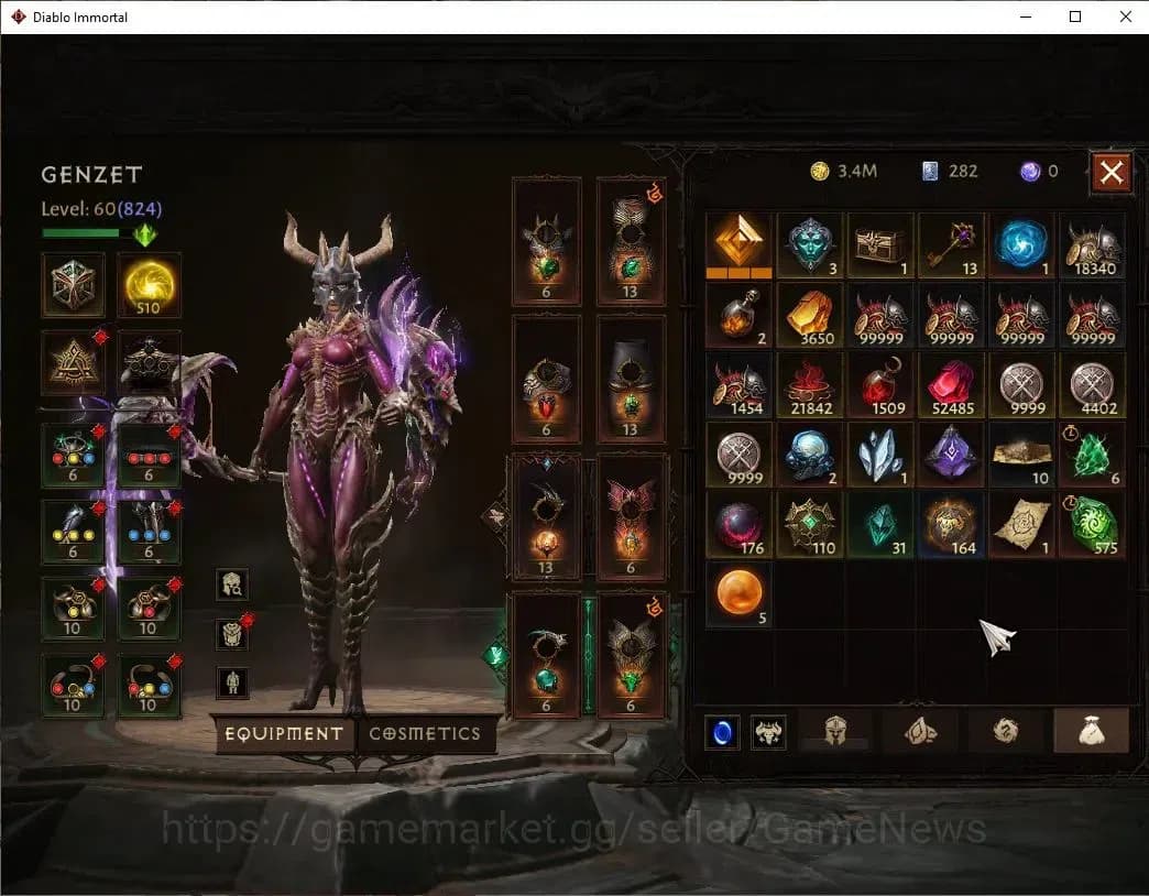 Diablo Immortal Accounts SEA - Izual|CS ON|Lv60(824)|Necromancer|CR 43K|Res image 8