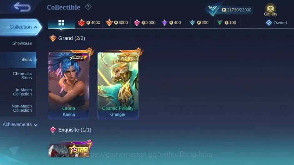 Mobile Legends: Bang Bang Accounts Global|Skin 72|Seasoned|KOF Karina|Prime Granger|C image 10