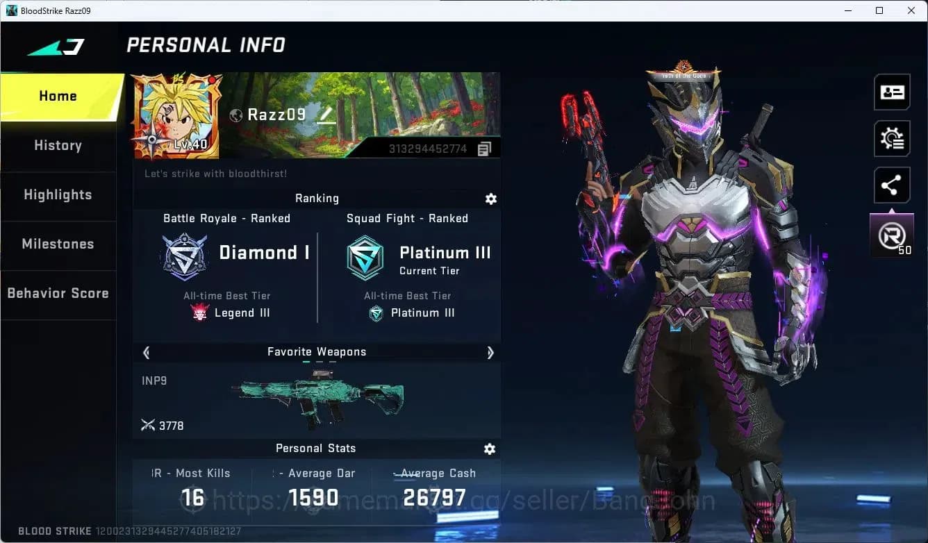 Blood Strike Accounts ASIA | Eternal Desert Eagle-Scorpius | Ultra ZERO- image 1