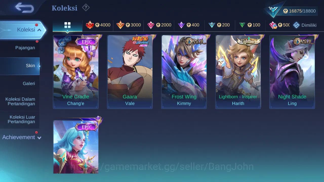 Mobile Legends: Bang Bang Accounts GLOBAL Hero 54 Skin 67 | CC Nata | Lightborn Aluca image 4