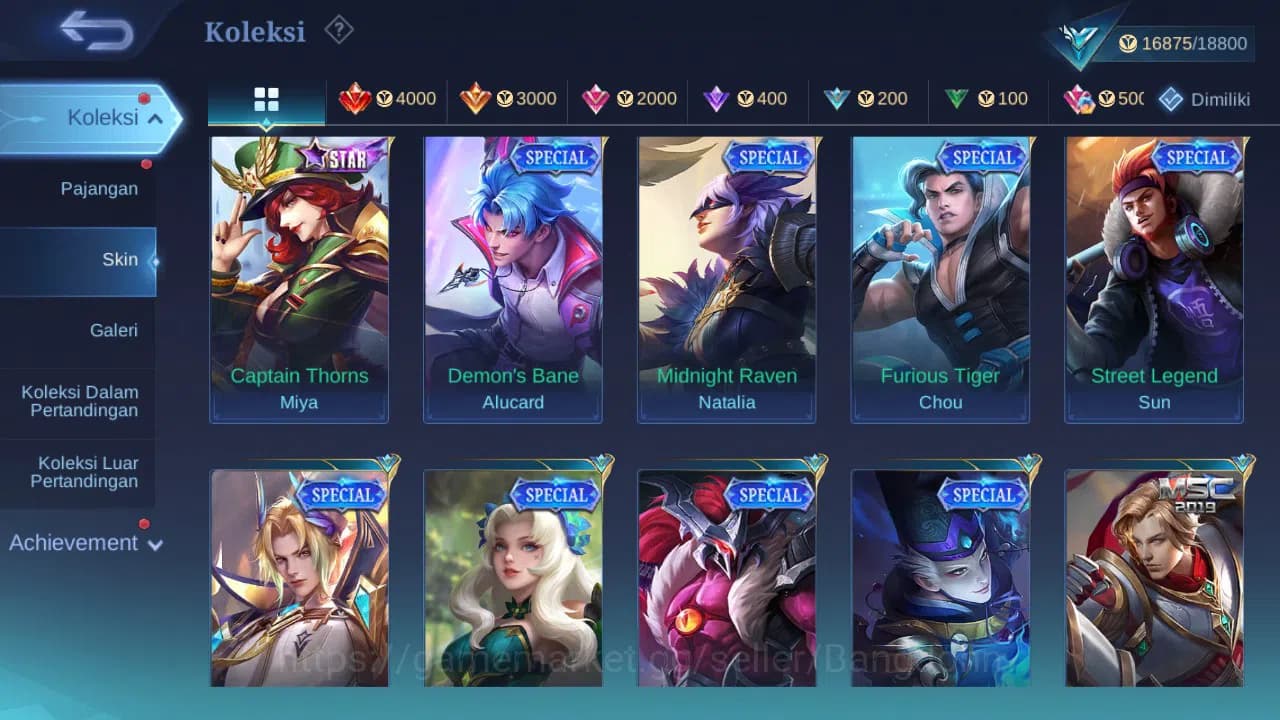 Mobile Legends: Bang Bang Accounts GLOBAL Hero 54 Skin 67 | CC Nata | Lightborn Aluca image 5
