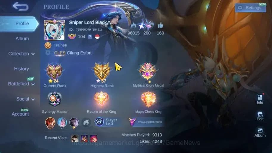 Mobile Legends: Bang Bang Accounts Hero 132|Skin 256|High Glory 57|KOF Karina, LBox K image 2