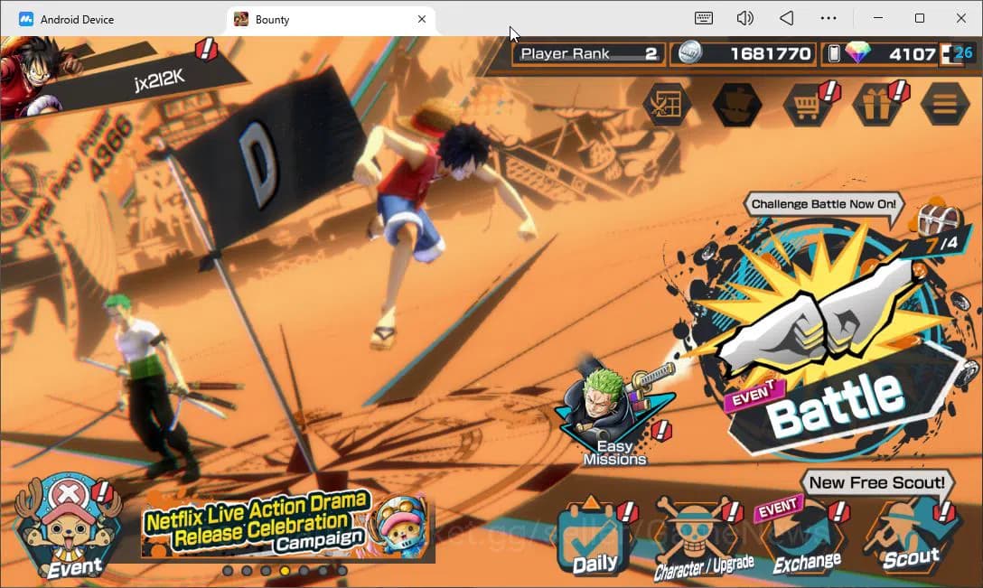 One Piece Bounty Rush Accounts Global|Android Only|Ready Gacha|RainbowDiamond 410 image 1