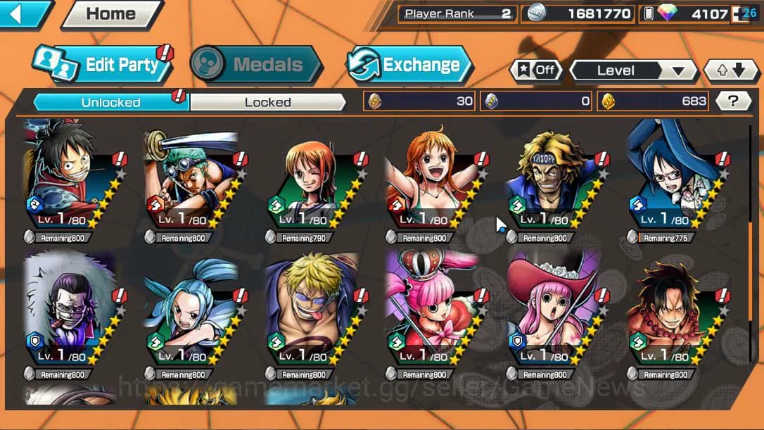 One Piece Bounty Rush Accounts Global|Android Only|Ready Gacha|RainbowDiamond 410 image 4