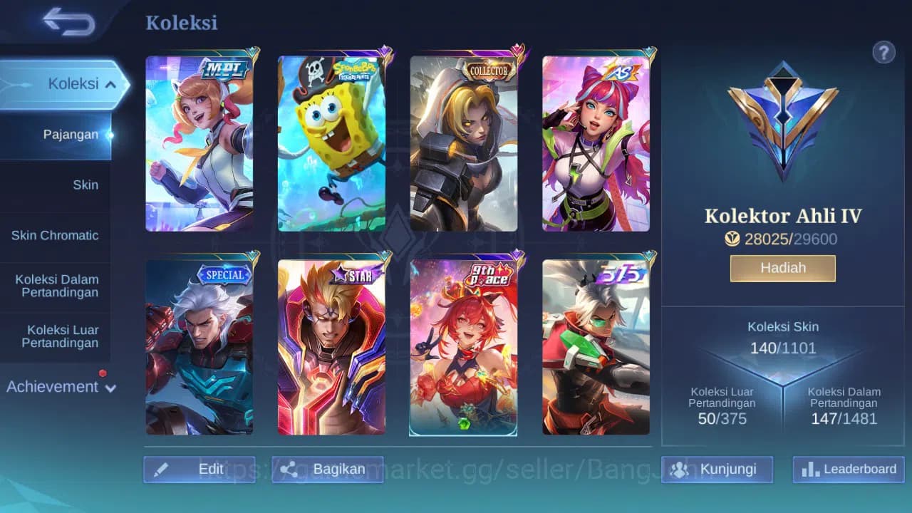 Mobile Legends: Bang Bang Accounts GLOBAL Hero 91 Skin 140 CC Nata | Epic Harley Lanc image 8