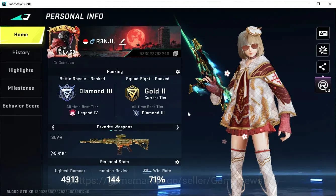 Blood Strike Accounts ASIA|ETERNAL EMMA-Luxie MAX+MELEE BFKnife|11 ULTRA image 2
