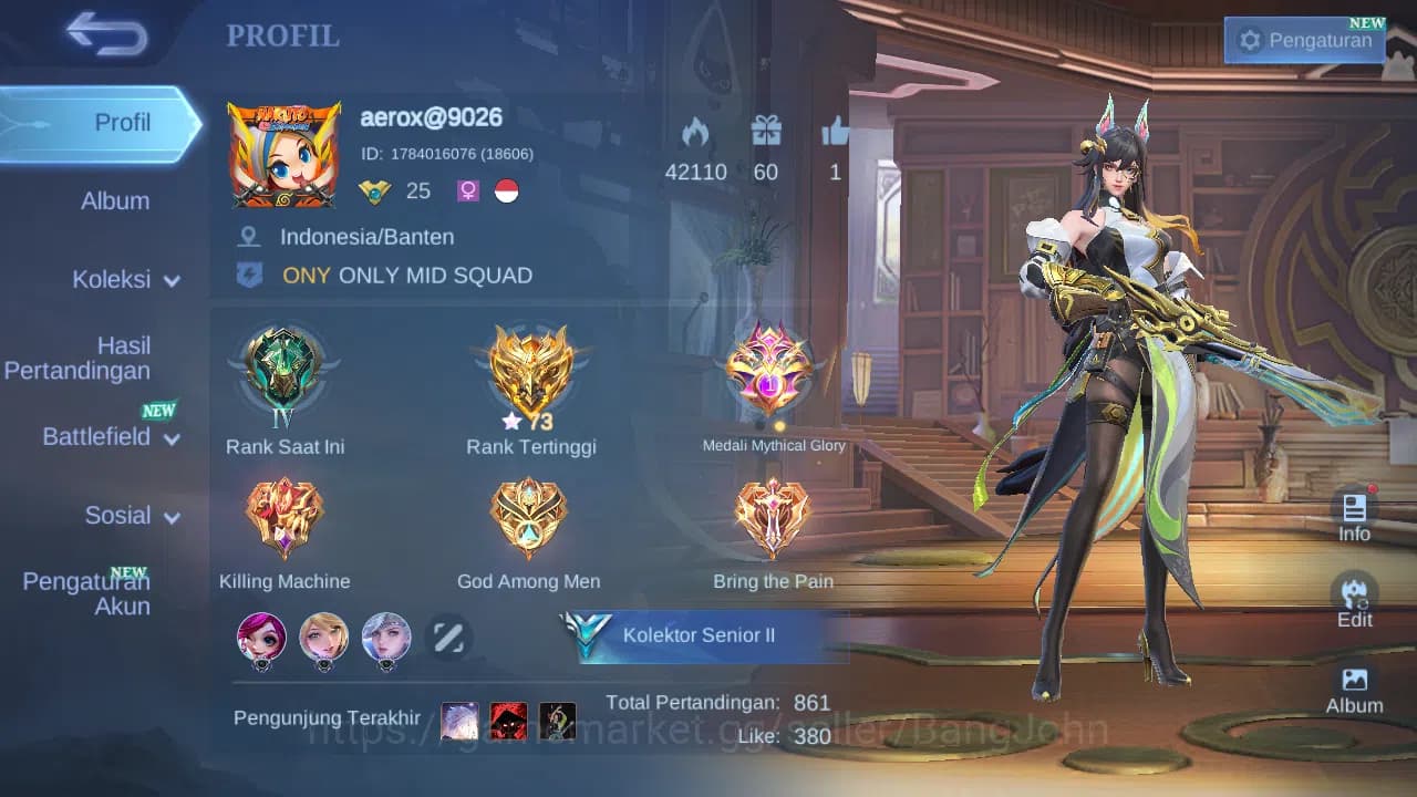 Mobile Legends: Bang Bang Accounts GLOBAL Hero 51 Skin 72 | Luckybox Freya Ruby | Dta image 2