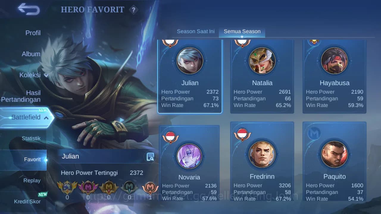 Mobile Legends: Bang Bang Accounts GLOBAL Hero 51 Skin 72 | Luckybox Freya Ruby | Dta image 3