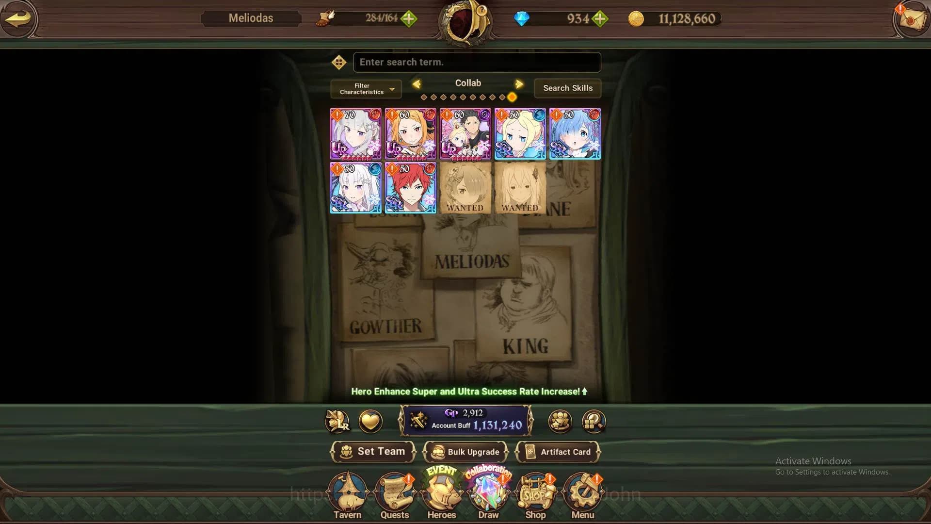 The Seven Deadly Sins: Grand Cross Accounts GLOBAL | 1,1 M CC | Collab Re-Zero UR (Emilia Pris image 8