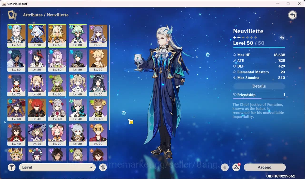 Genshin Impact Accounts ASIA|AR 55|3 Limit|Furina C1, Neuvillette, Xilonen image 2