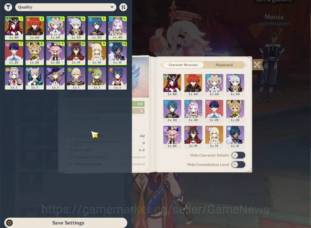 Genshin Impact Accounts ASIA|AR40|1Limited+14(*4Character)|Chasca,Diluc|Lo image 1
