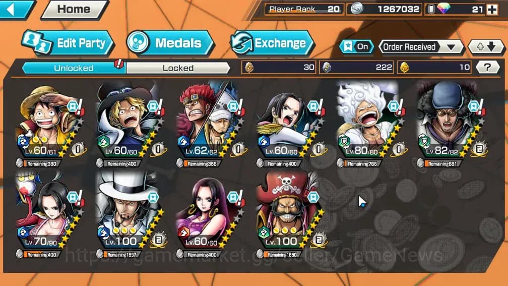 One Piece Bounty Rush Accounts Global|7 EX 2 MAX|Awaken RobLucci,KP Roger,GF Luff image 4