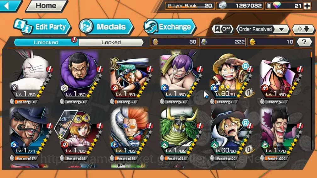 One Piece Bounty Rush Accounts Global|7 EX 2 MAX|Awaken RobLucci,KP Roger,GF Luff image 7