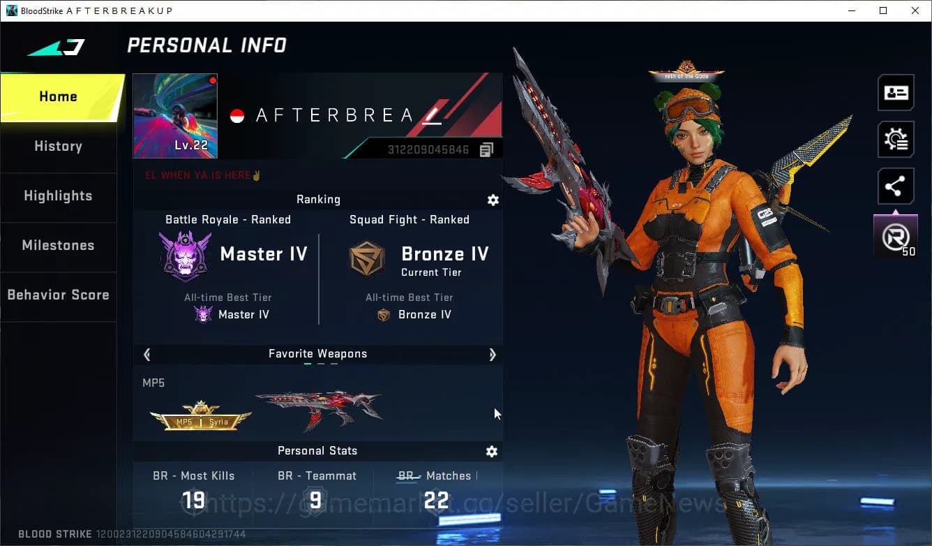 Blood Strike Accounts ASIA|ETERNAL Lv2 MP5-Dominator+ Collab Evangelion image 11