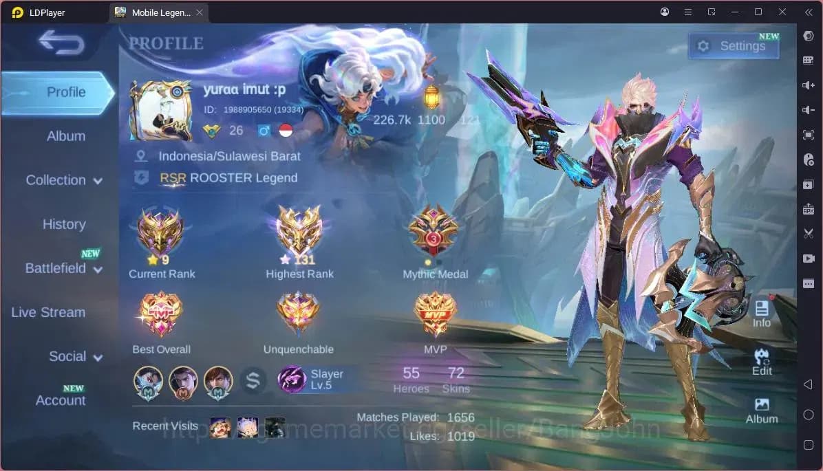 Mobile Legends: Bang Bang Accounts GLOBAL Hero 55 Skin 72|Prime Granger|Lightborn Gra image 9
