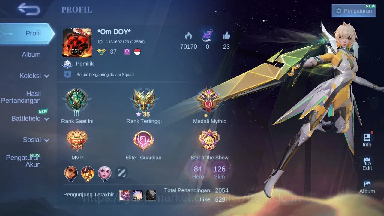 Mobile Legends: Bang Bang Accounts GLOBAL Hero 84 Skin 126 Luckybox Miya | Prime Beat image 14
