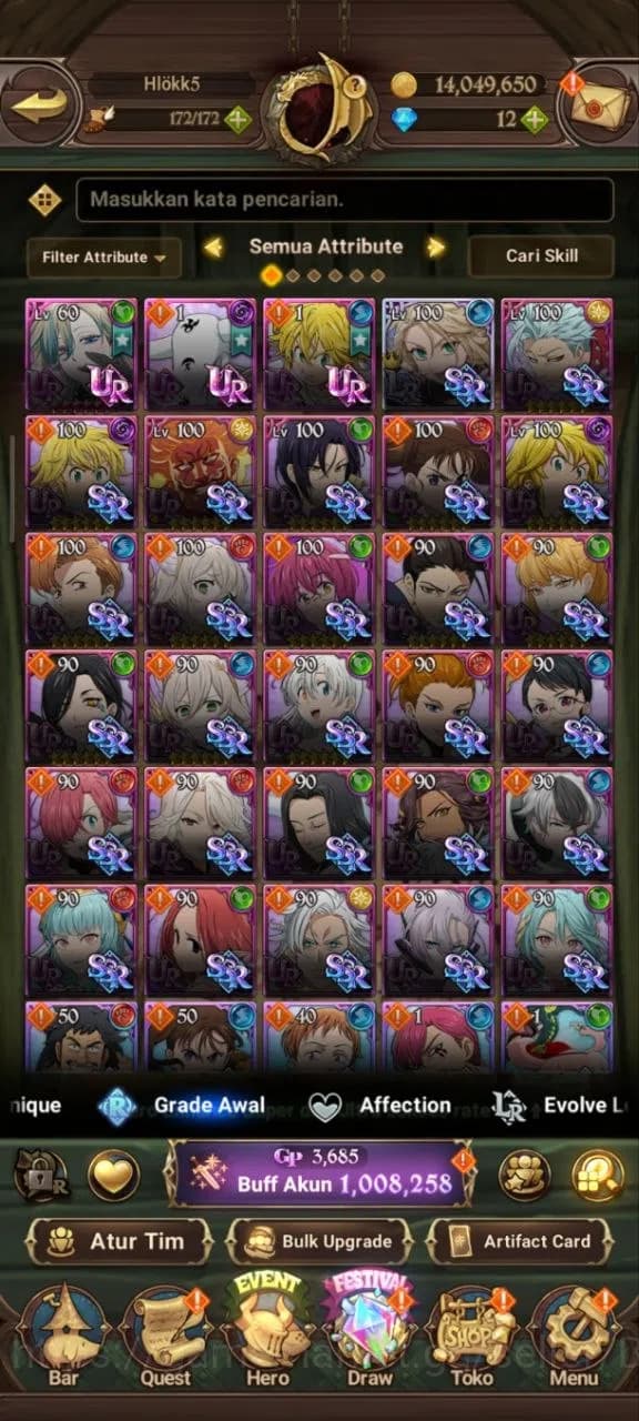 The Seven Deadly Sins: Grand Cross Accounts GLOBAL|1.08M CC|1LR Roxy|UR Salos,Despair Mael,Fre image 7