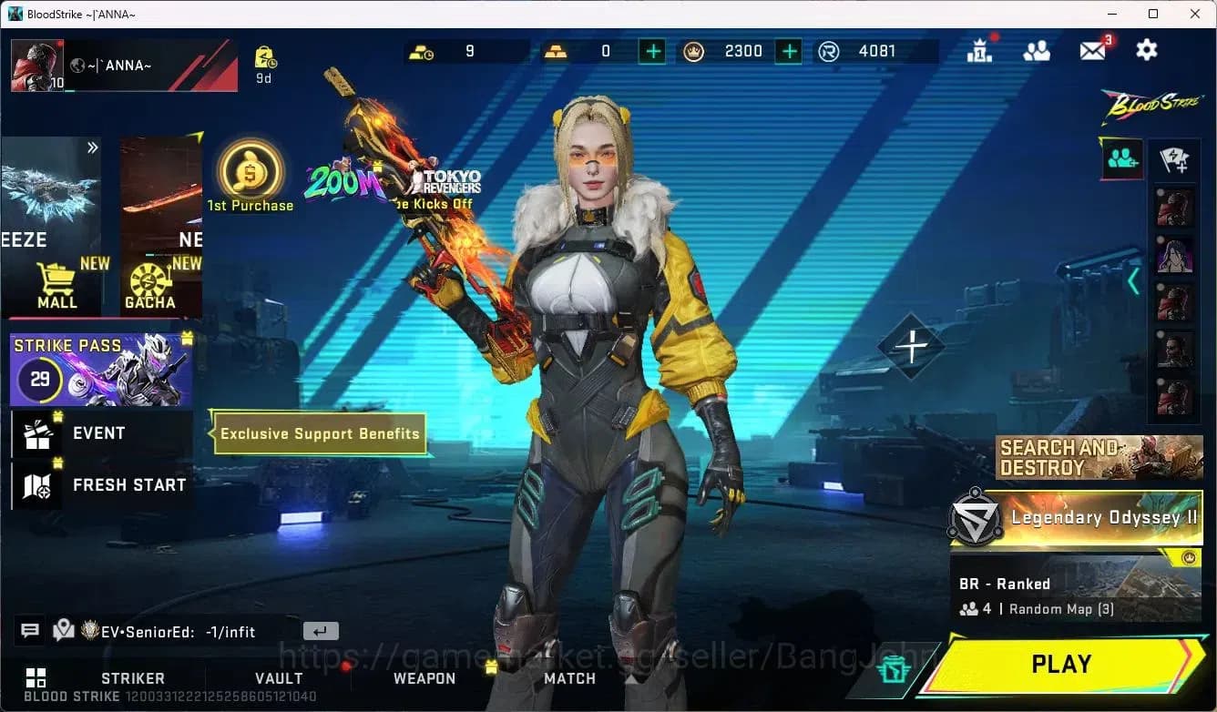Blood Strike Accounts ASIA | Collab AK47-Sacred Axe Rhitta | Legendary M image 1