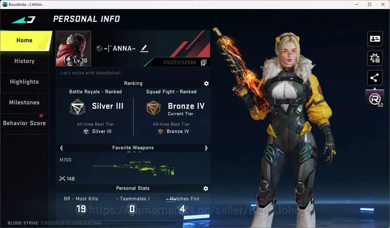 Blood Strike Accounts ASIA | Collab AK47-Sacred Axe Rhitta | Legendary M image 2