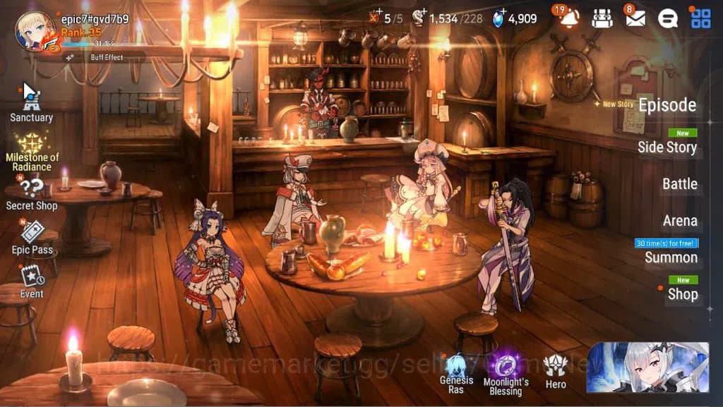 Epic Seven Accounts GLOBAL Unverif|New Era|4 ML(Salome, EIlynav, DD Ra image 1