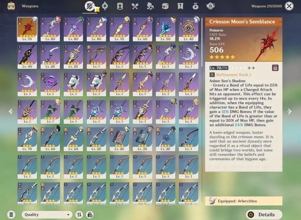 Genshin Impact Accounts ASIA|AR45|4Limited+1(*5Weapon)|Arlecchino+sign,Dur image 7