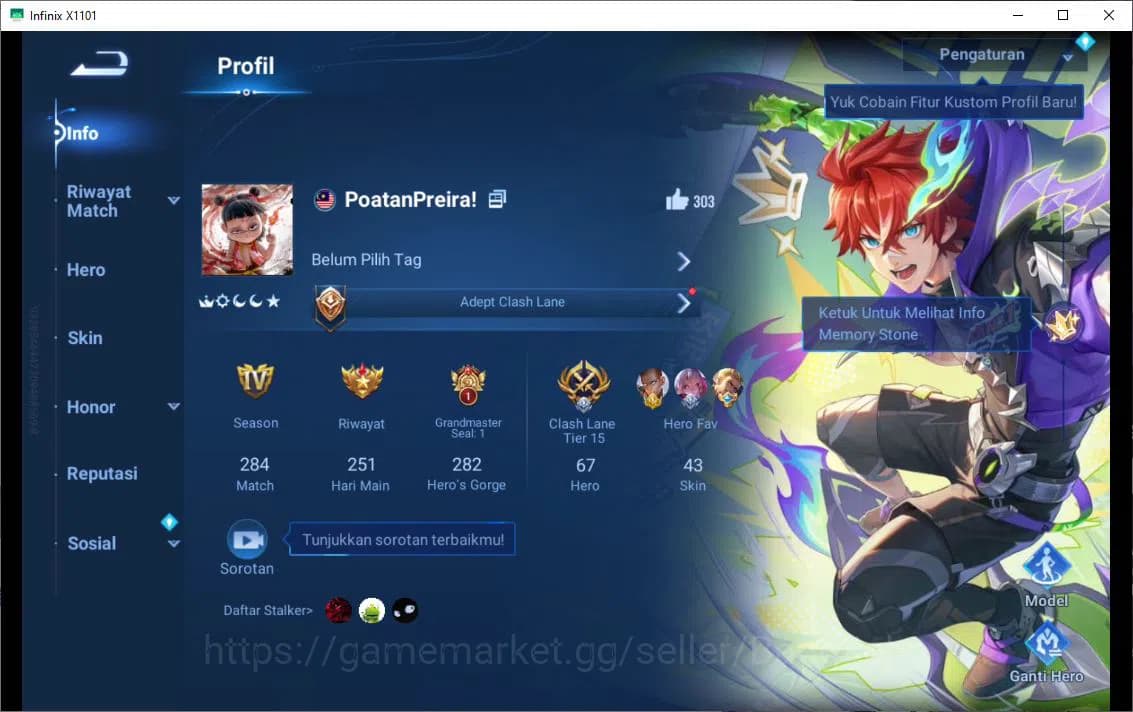 Honor of Kings Accounts GLOBAL|67HR|43SK|PRECIOUS=SUN CE|GM=GAN AND MO|WOR image 10