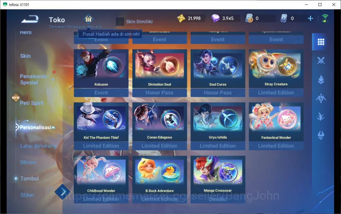 Honor of Kings Accounts GLOBAL|67HR|43SK|PRECIOUS=SUN CE|GM=GAN AND MO|WOR image 6