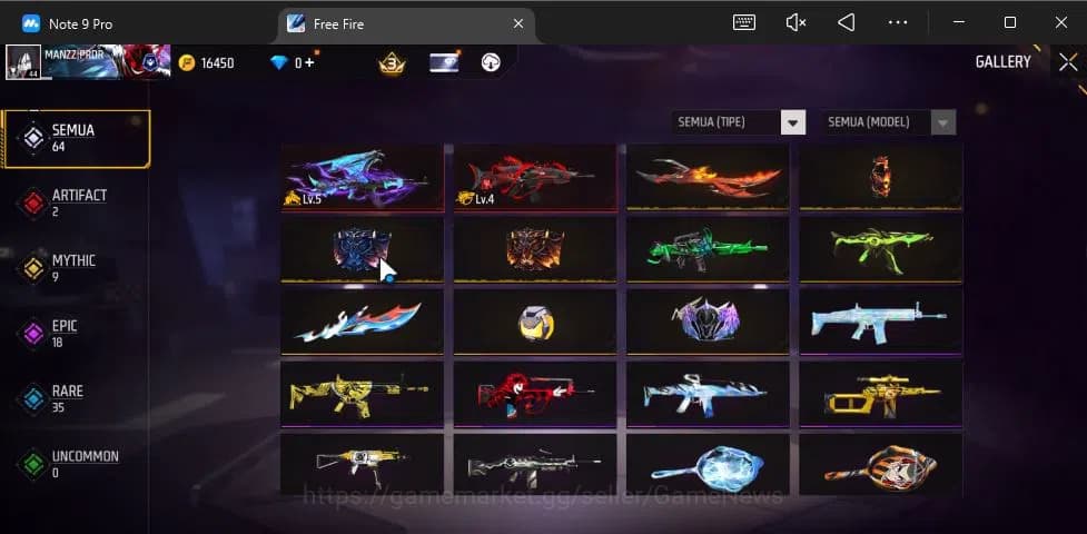 Free Fire Accounts Indonesia|Ak47 Blue Flame Draco Lv 5,SCAR Megalodo image 3
