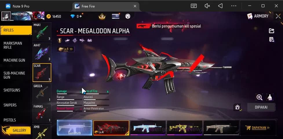 Free Fire Accounts Indonesia|Ak47 Blue Flame Draco Lv 5,SCAR Megalodo image 5