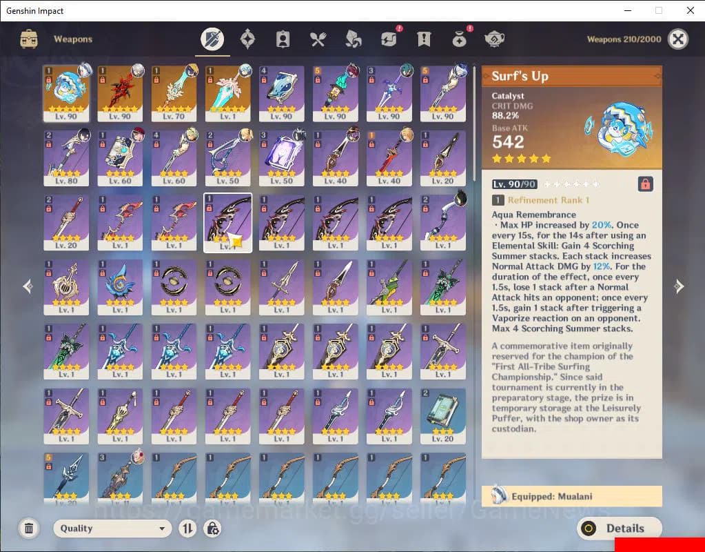 Genshin Impact Accounts Asia|AR 56|4 Limited +4(*5Weapon)|Mualani C1+Sign, image 5