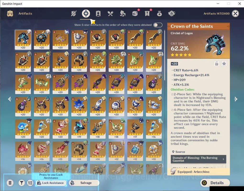 Genshin Impact Accounts Asia|AR 55 |7 Limited+2(*5WEP)|WandererC1,Riaden,N image 6