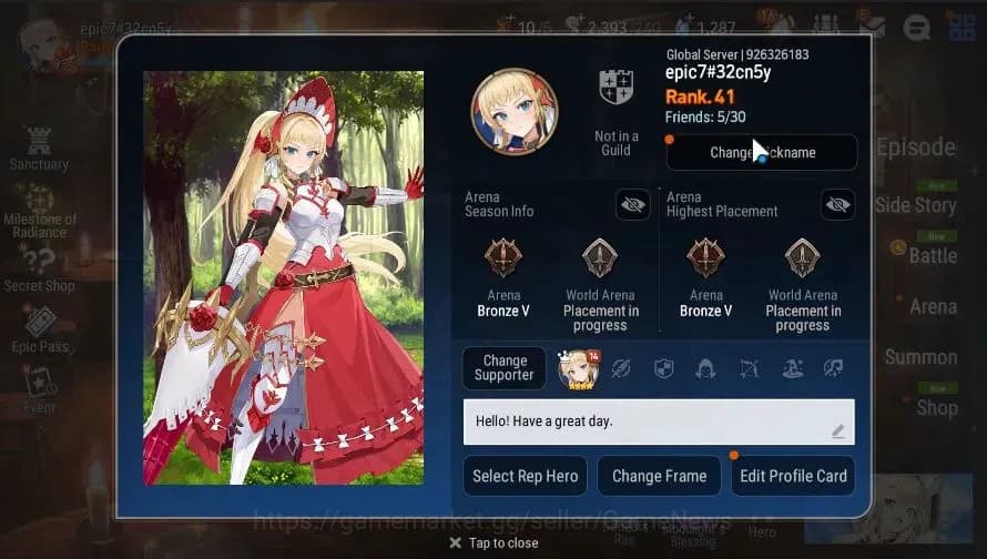 Epic Seven Accounts GLOBAL|UnVerif|6 ML(Zio,AYufine,NC Landy,LC Bellon image 2