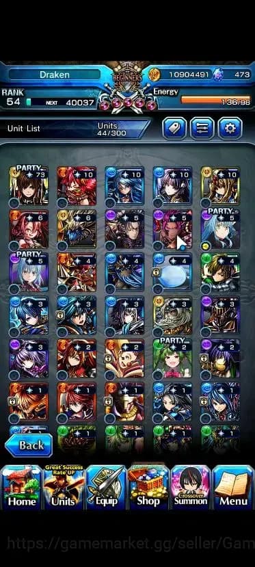 Grand Summoners Accounts Global|Rank 54|473 cc|4 Ascend+2 TW|[Demon Lord Ri image 5
