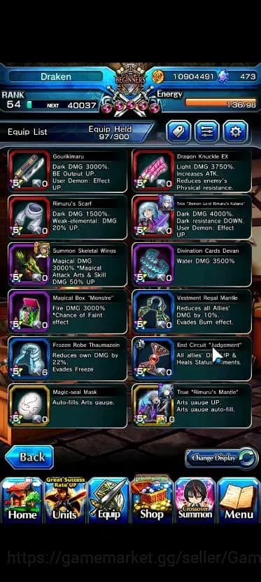 Grand Summoners Accounts Global|Rank 54|473 cc|4 Ascend+2 TW|[Demon Lord Ri image 7