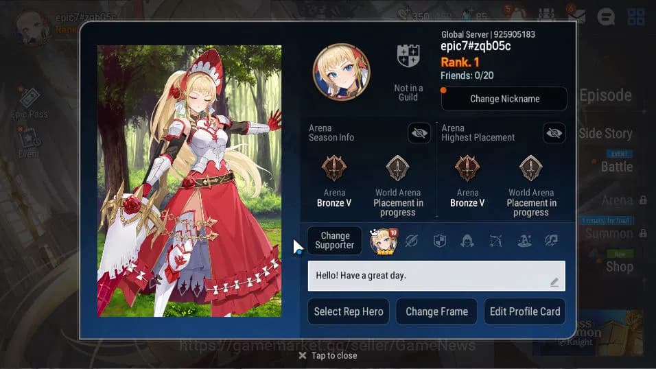 Epic Seven Accounts Global Unverif | Fresh Starter | Low Progress | 1 image 2