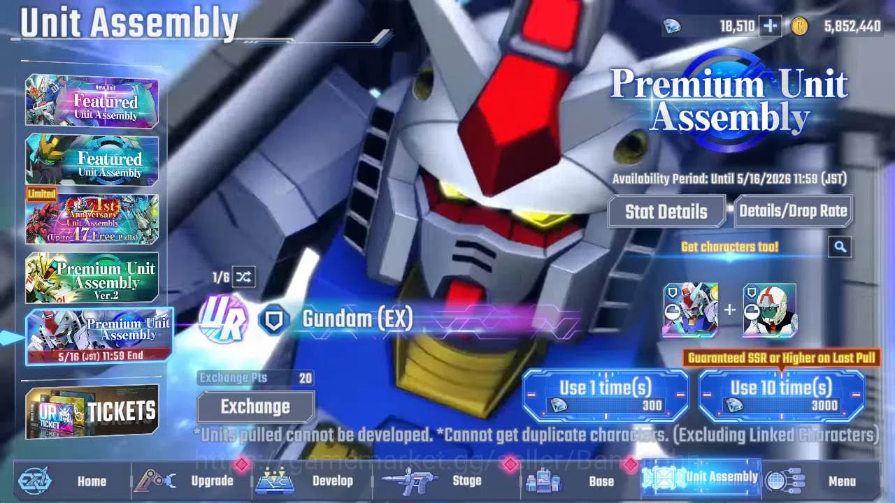 SD Gundam G Generation ETERNAL Accounts global rank 35, 18k DM, 20 UR unit Sazabi, Phoenix image 1