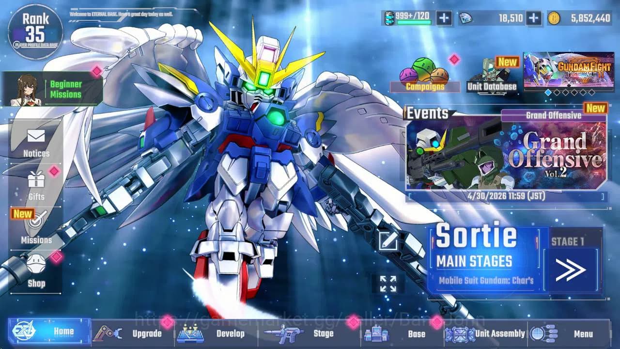 SD Gundam G Generation ETERNAL Accounts global rank 35, 18k DM, 20 UR unit Sazabi, Phoenix image 12