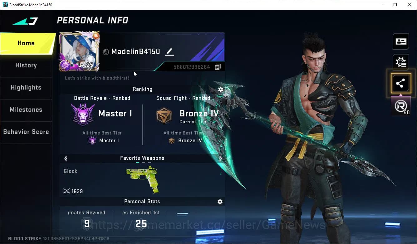 Blood Strike Accounts ASIA|Starter MELE Scythe-LunaSlash+ 1 ULTRA [Ethan image 2