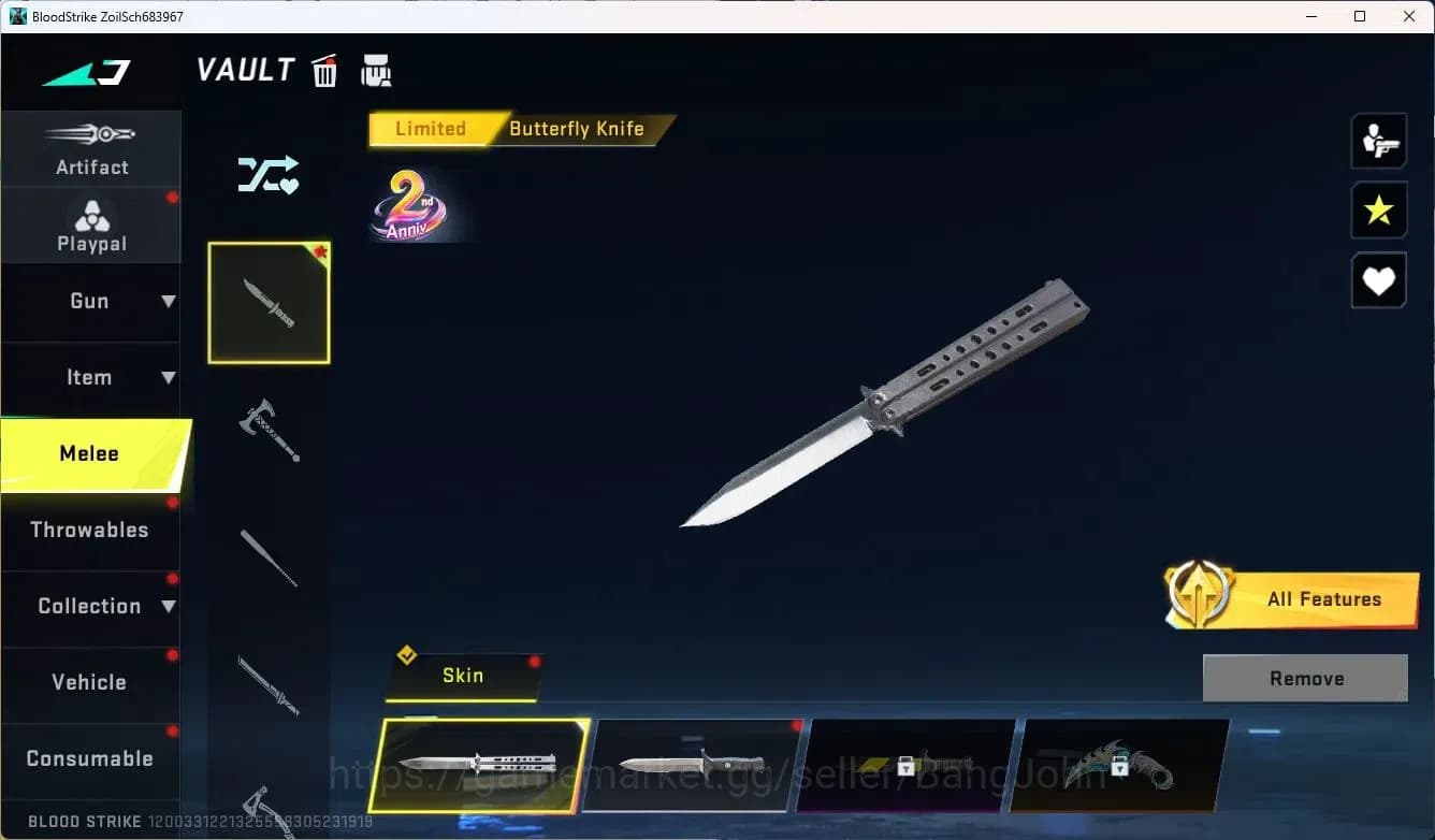 Blood Strike Accounts ASIA | Limited Butterfly Knife (2nd Anniv) | EVANG image 10